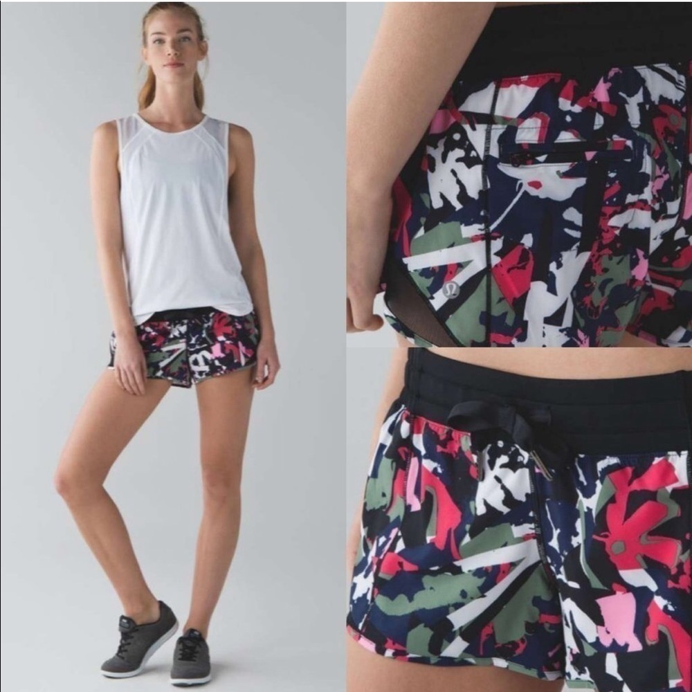 Lululemon Hotty Hot Running Shorts 2.5” Pop Cut Boom Juice Multi / Black‎ 8